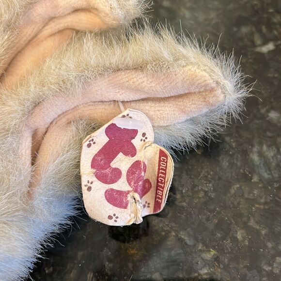 1993 TY Attic Treasures Jeremy Bunny Rabbit Purple Bib Overalls Stuffed Plush - Picture 7 of 8